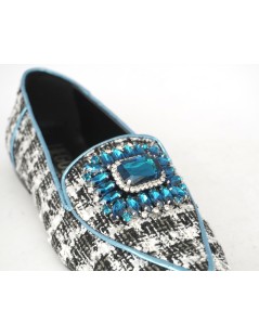 Hego's Mocassino a Punta Basso Gioiello Turchese Bouclè Grigio