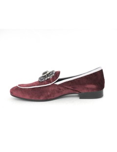 Hego's Mocassino Basso Vaschetta Gioiello Velluto Porpora