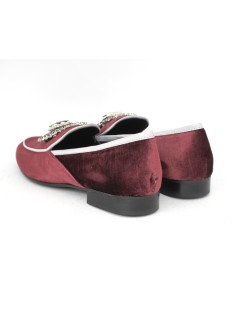 Hego's Mocassino Basso Vaschetta Gioiello Velluto Porpora