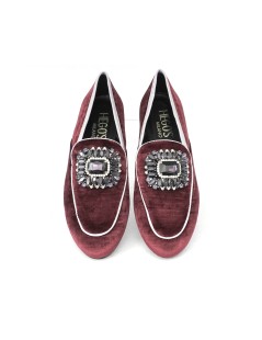Hego's Mocassino Basso Vaschetta Gioiello Velluto Porpora