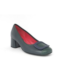 Le Babe Decollette Tacco Medio Bicolore Spilla Blu Verde