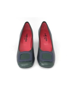 Le Babe Decollette Tacco Medio Bicolore Spilla Blu Verde