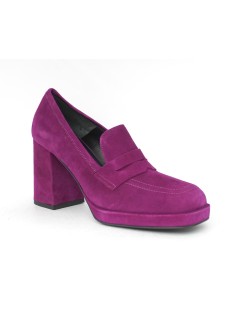 Noa Mocassino Plateau Tacco Alto Camoscio Fuxia