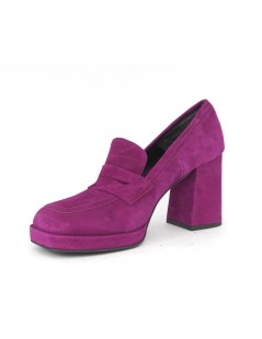 Noa Mocassino Plateau Tacco Alto Camoscio Fuxia