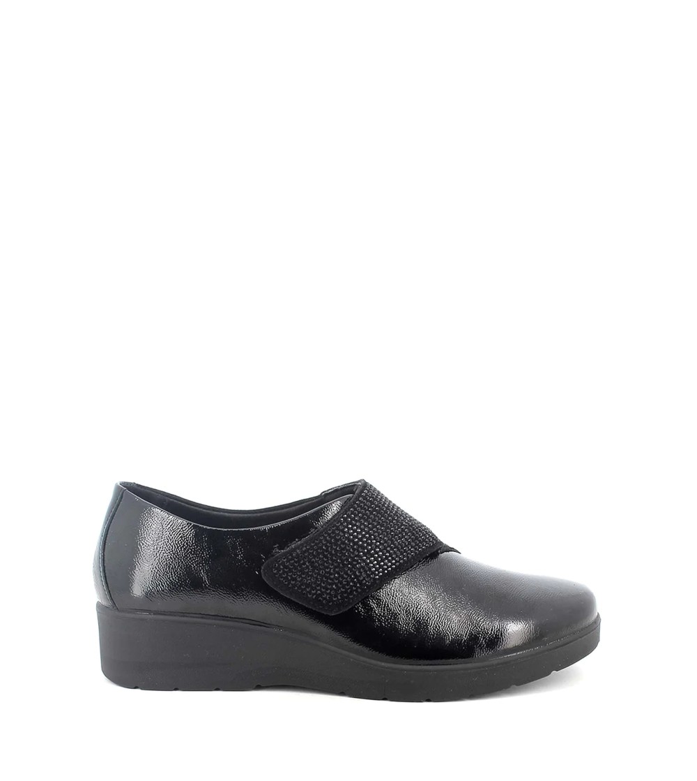 Enval Soft Slipon Velcro Strass Nero