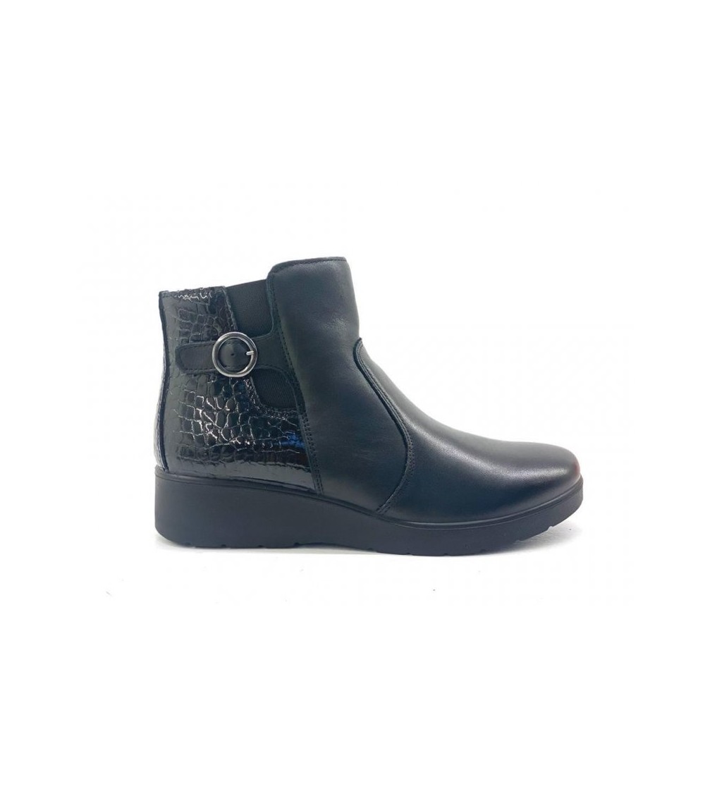 Enval Soft Tronchetti Medio Tallone Cocco Fibbia Nero