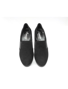 Susimoda Mocassino Classic Tacco Medio Elastico Strass Nero