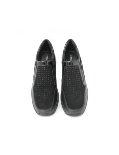 Valleverde Slipon Cerniera Strass Camoscio Vernice Multi Nero