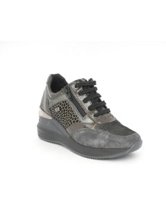Valleverde Sneakers Zeppa Alta Zip Multi Camoscio Grigio