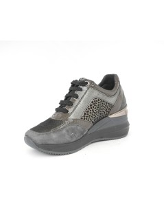 Valleverde Sneakers Zeppa Alta Zip Multi Camoscio Grigio