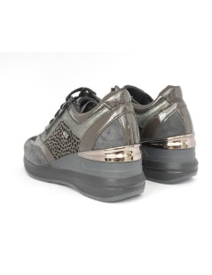 Valleverde Sneakers Zeppa Alta Zip Multi Camoscio Grigio