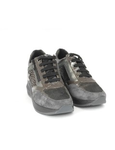 Valleverde Sneakers Zeppa Alta Zip Multi Camoscio Grigio