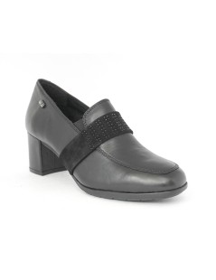 Valleverde Mocassino Tacco Medio Fascia Strass Nappa Nero