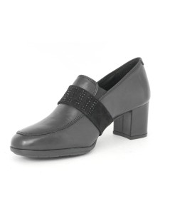Valleverde Mocassino Tacco Medio Fascia Strass Nappa Nero