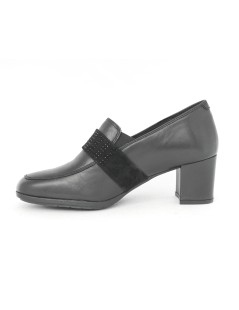 Valleverde Mocassino Tacco Medio Fascia Strass Nappa Nero