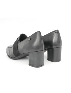 Valleverde Mocassino Tacco Medio Fascia Strass Nappa Nero